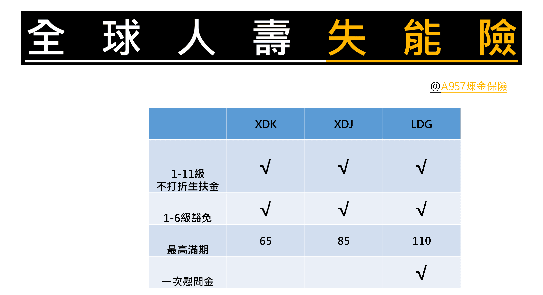 全球人壽失能險整理